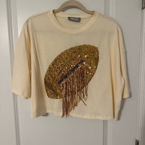 BLUE B - Gold Sequin Football Crop Top